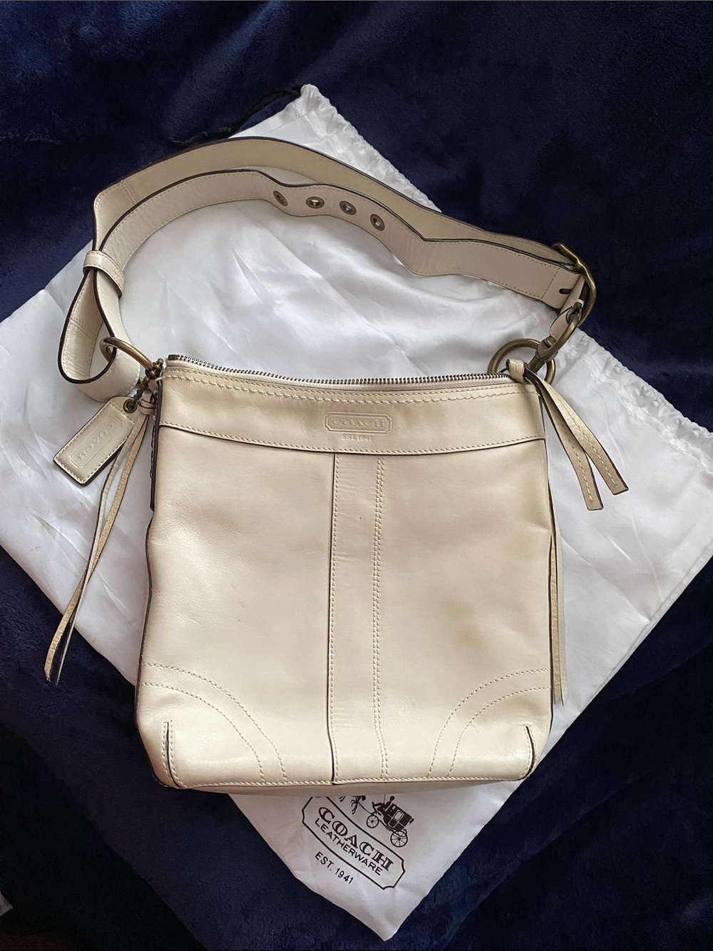 Coach Cream Leather Hobo/Crossbody Bag